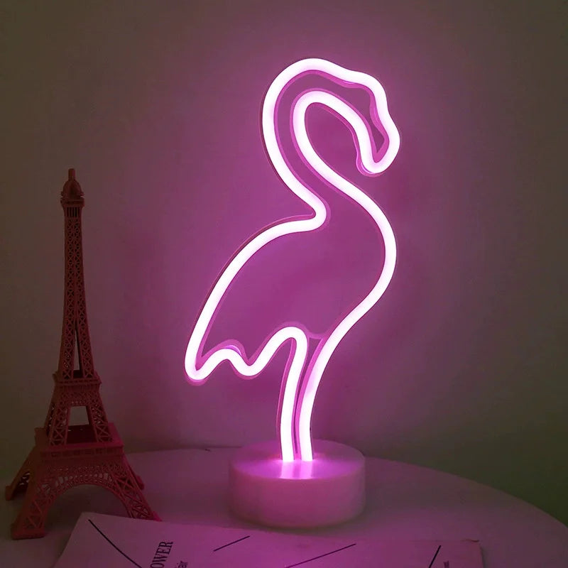 Pink Flamingo Desktop Neon Sign