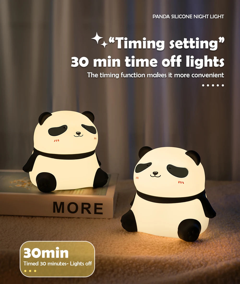 Cute Cartoon Panda Silicone LED Night Light Lamp