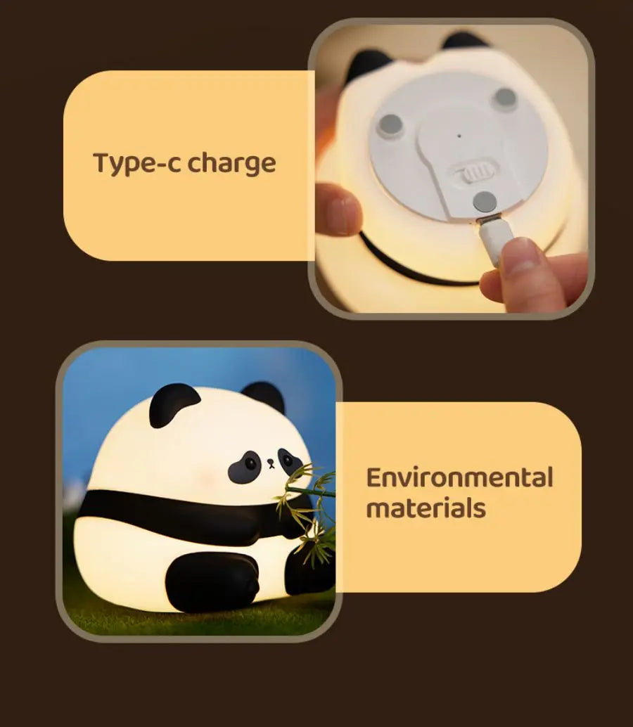 Cute Cartoon Panda Silicone LED Night Light Lamp