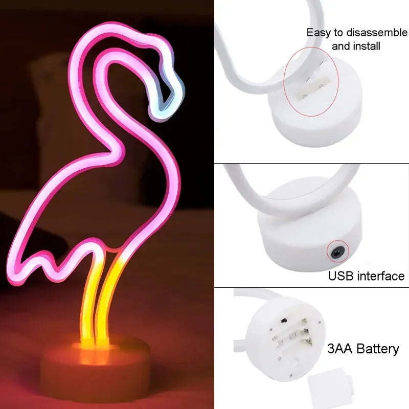 Pink Flamingo Desktop Neon Sign