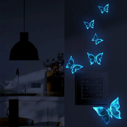 6 Piece Blue Luminous Butterfly