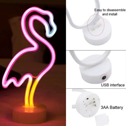 Pink Flamingo Desktop Neon Sign