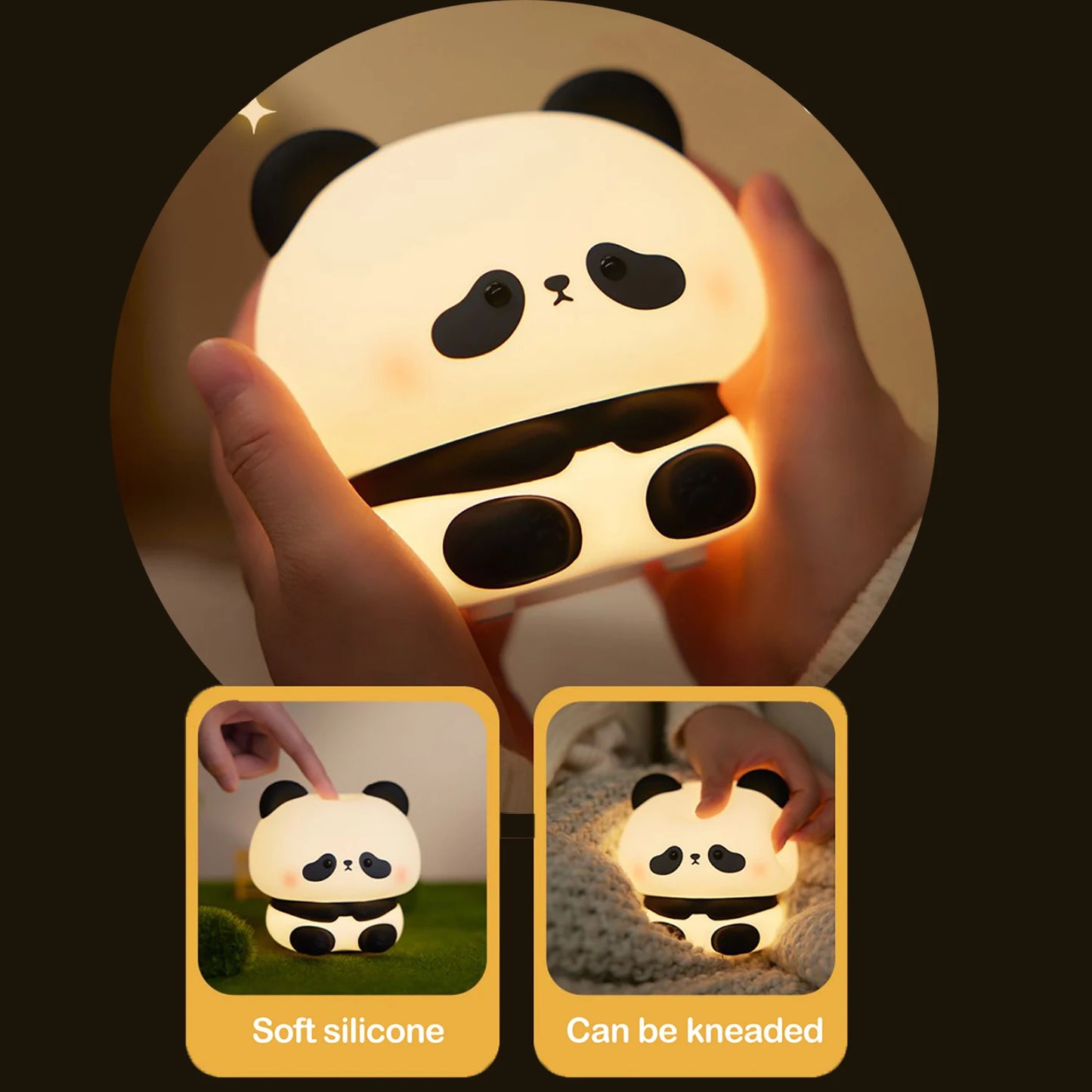 Cute Cartoon Panda Silicone LED Night Light Lamp