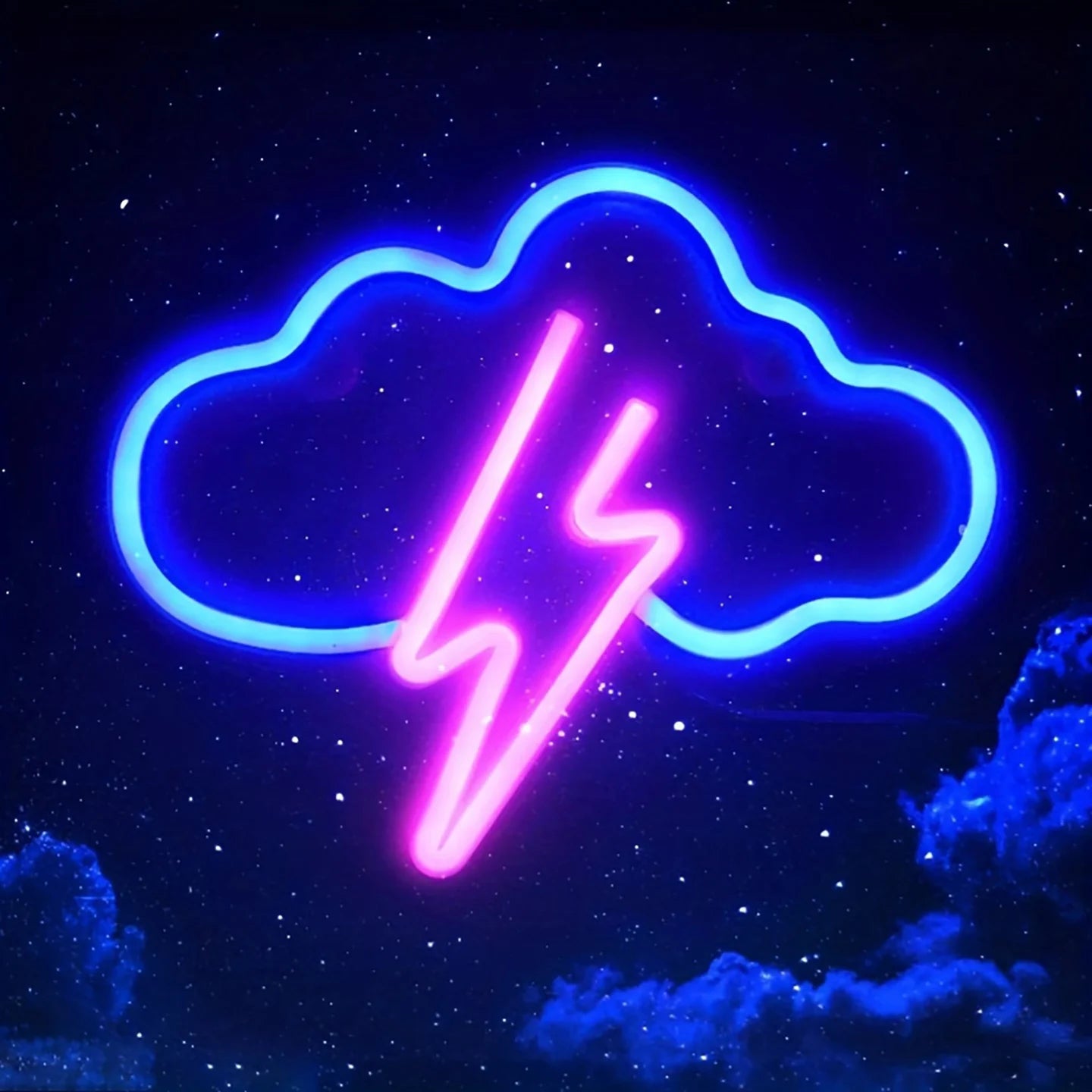 Cloud w/ Lightning Neon Sign