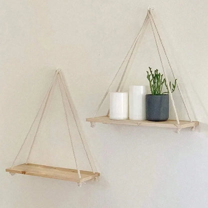Hanging Wooden Swing Wall Shelf Decoration